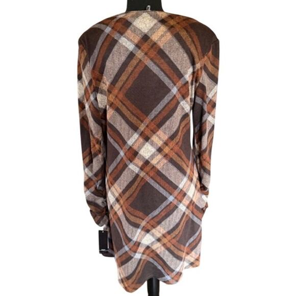 R&K Brown Plaid Dress w/ Detachable Cowl Neck Women’s Medium NWT - Picture 5 of 10